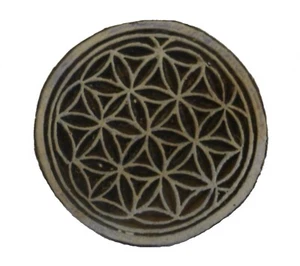 Flower of Life Round 5cm Indian Hand Carved Wooden Printing Block Stamp - Picture 1 of 1