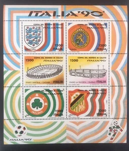 1990 ITALIA Foglietto Mondiali Calcio Italia’90 L.1.200x6 ENG OLANDA EIRE EGITTO - Foto 1 di 7