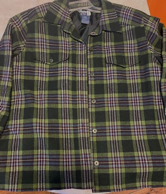 Venezia джинсы VJ клетку шерсти смесь куртка Sz 18/20 полностью с подкладкой, зеленый/синий кнопка - Изображение 1 из 4