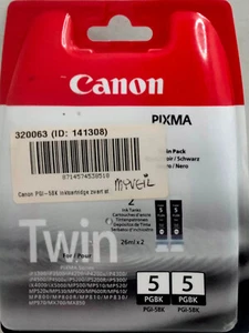 Canon 5, PGI-5BK Original Pixma, Black, Twin Pack Cartridge OVP NEW Genuine - Afbeelding 1 van 4