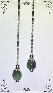 Handcrafted Fluorite Semi Precious Gemstone Silver Ball And Bar Ceiling Fan Pull - Picture 1 of 5