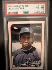 1989 Topps Traded #110T Deion Sanders Rookie Yankees PSA 8 NM-MT