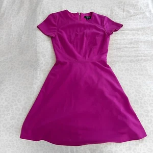 Tahari Fit & Flare Pont Dress Magenta Purple Career Casual SZ 2 P - Picture 1 of 6