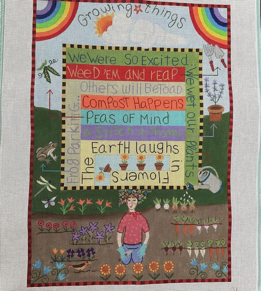 针绣帆布 Maggie Lisa Krause M1641 Growing Things Stitch Painted 18 M — 第 1/4 张图片