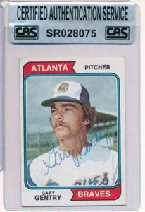 Gary Gentry signed 1974 Topps #415 Baseball Card Atlanta Braves Pitcher Rare CAS - Picture 1 of 2