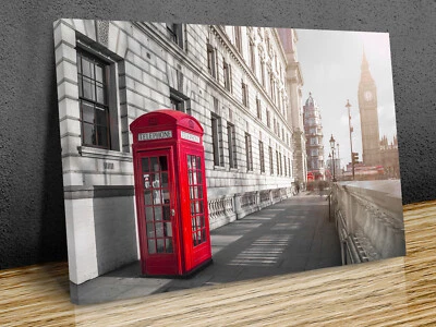 Traditional Red British telephone Box mounted canvas or print only - Image 1 of 4