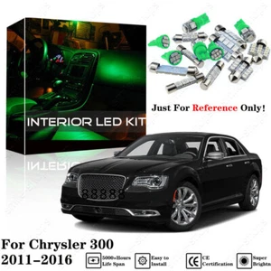 13X Green Interior LED Light Kit +White License Light For Chrysler 300 2011-2016 - Picture 1 of 11