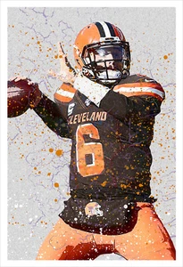 Baker Mayfield Splatter Kunst Poster Druck - Bild 1 von 2