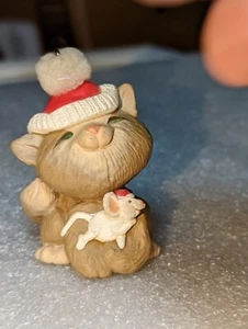 Vintage 1987  Hallmark Cuddle Time Cat And Mouse Christmas Ornament # QX4537 - Picture 1 of 6