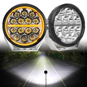 Pair 7" Inch Round off Road Spot Beam LED Driving Lights Dual Color DRL Truck - Picture 1 of 13