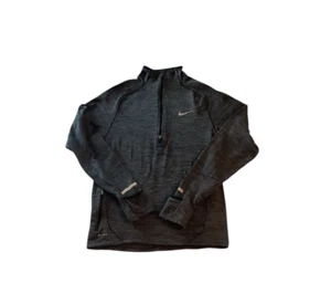 Nike Running 1/4 Zip Black/Gray Element Reflective Dri-Fit Thumb Holes Small - Picture 1 of 10
