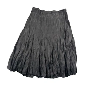 VTG Mirror Image Black Crinkle Pleated Midi Skirt Boho Artsy Eclectic Style XL - Picture 1 of 6