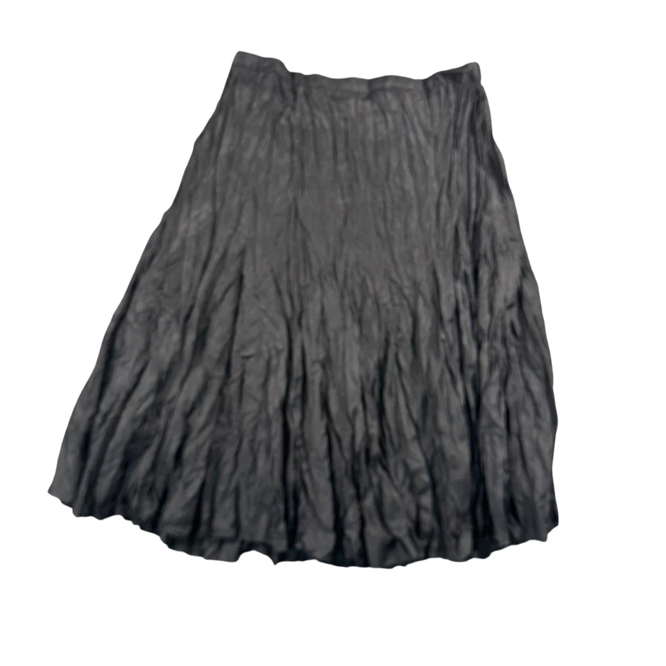 VTG Mirror Image Black Crinkle Pleated Midi Skirt Boho Artsy Eclectic Style XL - Image 1 of 4