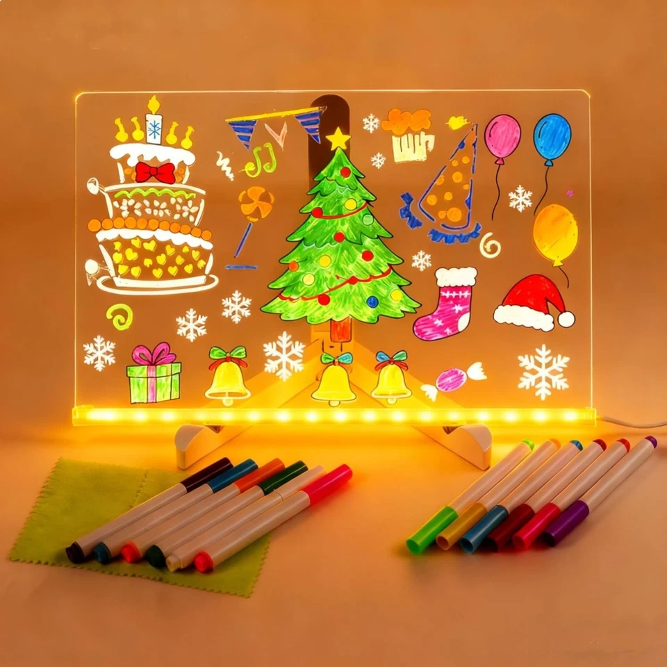 LED Zeichenbrett Neon Marker Acryl Notiztafel Message Board Kinder Erwachsene - Bild 1 von 1