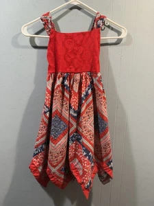 Mädchen blau Beri Boulevard mehrfarbig Kleid Größe 6X rot - Bild 1 von 4