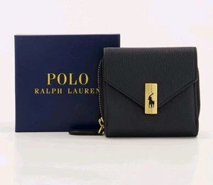 Portafoglio compatto Ralph Lauren Polo Id in pelle blu navy prezzo al pubblico £220 - Foto 1 di 6