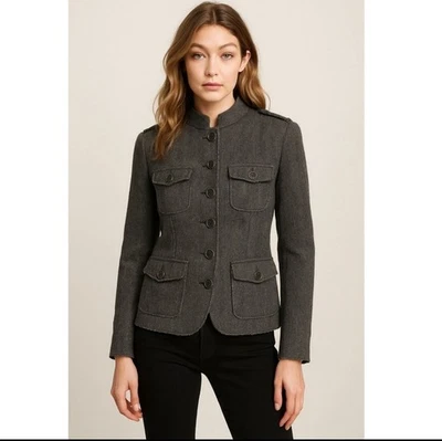 Chaqueta militar Banana Republic mezcla de lana espiga envejecida para mujer talla 16T Foto 1 de 4