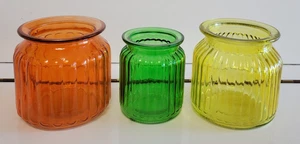 3 ASHLAND SIGNATURE AKZENT VASEN GERIPPT ORANGE GRÜN GELB 4 UND 3,75 ZOLL - Bild 1 von 9