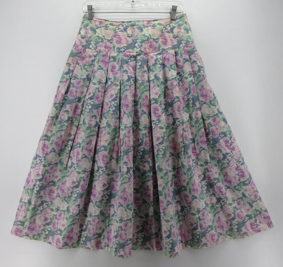 Falda DE COLECCIÓN Laura Ashley Mujer 12 Rosa Línea A Floral Midi Años 90 Cottagecore * Foto 1 de 4