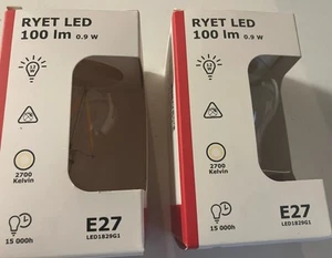 IKEA RYET LED 100lm 0.9w E27 2700Kelvin Warm White - 2 Pack - Picture 1 of 3