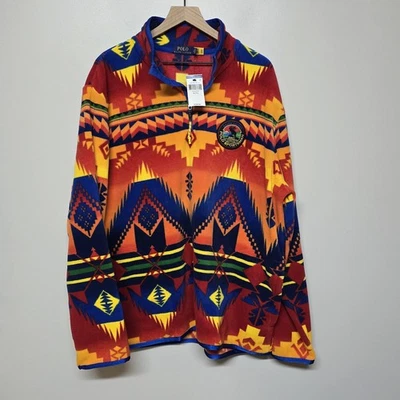 Neu mit Etikett Polo Ralph Lauren Sportsman Azteken Tribal Pullover Fleece Strickpullover Gr. XL - Bild 1 von 4