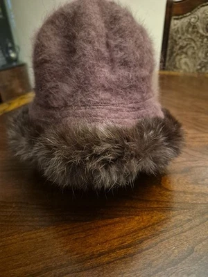 David & Young Mujer Angora 80% Sombrero Cubo Borde Piel Real Marrón Talla Única Nuevo sin Etiquetas  Foto 1 de 4