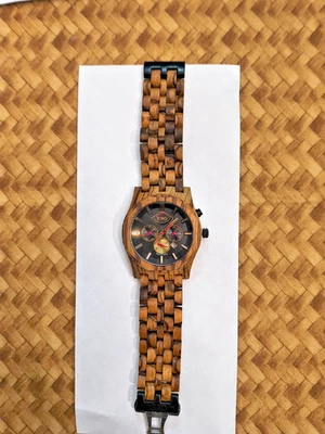 Jord Sawyer Zebrawood & Obsidian Automatic Watch - RARE Jord Watch Limited Wood - Image 1 of 3