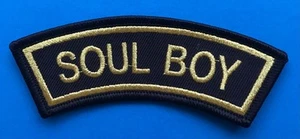 NORTHERN SOUL IRON ON PATCH - SOUL BOY ARM / SHOULDER PATCH - BLACK / GOLD - Picture 1 of 1