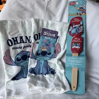  Disney Stitch "Ohana significa familia (2) toallas de cocina y espátula de silicona  Foto 1 de 4