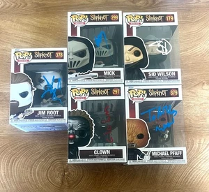 * SLIPKNOT * signed funko pop lot * MICK, SID, CLOWN, ROOT & TORTILLA MAN * - Picture 1 of 2