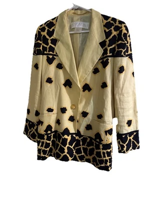 ESCADA Margaretha Lay Linen  Pocketed Single Buttoned Blazer Yellow Size 40 - Image 1 of 4