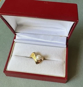 10k Solid Yellow Gold Pearl Ring | Size - Picture 1 of 13