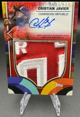 2023 Topps World Baseball Classic CRISTIAN JAVIER Auto Patch 5/5 RARE Game Used - Image 1 of 2