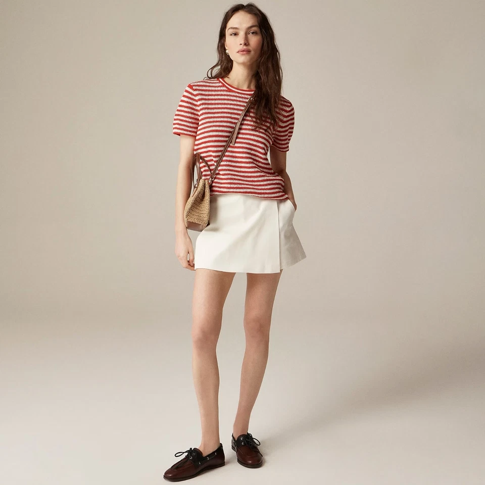 ¡¡NUEVO CON ETIQUETAS!! J. Falda corta CREW envolvente frontal bielástica mezcla de algodón marfil talla 8 Foto 1 de 4