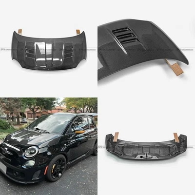 For Fiat 595 500 Abarth EPA Type Carbon Fiber Vented Hood Bonnet Tuning Kits - Image 1 of 4