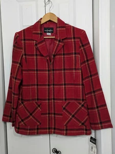 Requirements NWT Women's Size 8 Suit Jacket Blazer Red Plaid - Picture 1 of 5