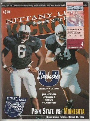 October 18, 1997 Penn State vs Minnesota College Football Program--w/Ticket Stub - Image 1 of 2