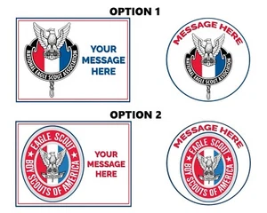 Eagle Scout Edible 1/4 1/2 Sheet or 8 Inch Round Cake Sugar TOPPER Free Message - Picture 1 of 9