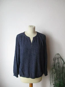 Esprit Damen Bluse Gr. M dunkelblau weiße Kreise langarm - Bild 1 von 6