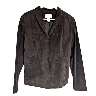 Hugo Buscati Vintage Womens Dark Brown Leather Fall Blazer Jacket, size medium Foto 1 de 4