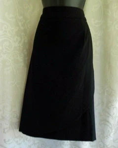 Kim Rogers Skirt Size 12 Black Wrap Look Fully Lined Kick Pleat Polyester Blend - Picture 1 of 12