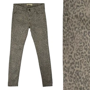 Zara Leopard Print Skinny Jeans Size 2 Distressed Brown Gray Stretch Full Modern - Picture 1 of 13