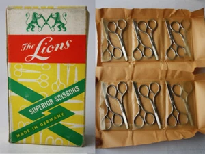 12X RARE VINTAGE 70'S THE LIONS SUPERIOR SCISSORS SEWING GERMANY NEW ! - Picture 1 of 10