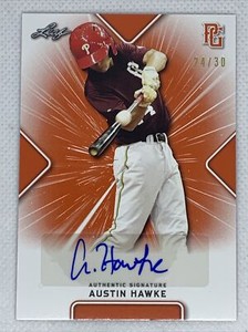 2021 LEAF PERFECT GAME ORANGE AUSTIN HAWKE PAPER RC AUTO # 24/30