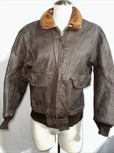 Vintage 60’s USN G-1 Leather Flyer Bomber Jacket Goatskin Leather Men’s Size 38  - Picture 1 of 20
