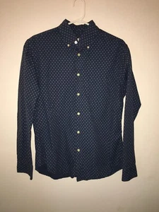 Mens Merona Blue Casual Dress Shirt Long Sleeve Date Night Club Shirt Medium - Picture 1 of 3