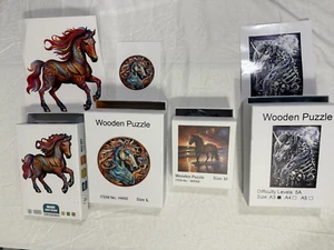 Puzzle Holz Konvolut 4 Pferde, Form, rund, quadratisch einzigartige Denksportaufgaben - Bild 1 von 9
