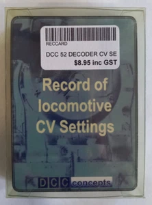 DCC Concepts 52 Decoder CV Settings Record Cards NEW - Picture 1 of 5