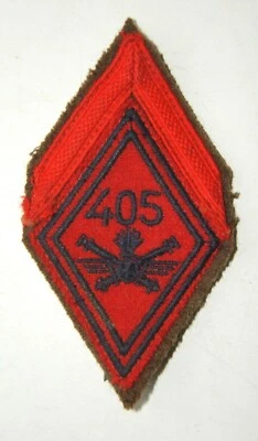 INSIGNE TISSU LOSANGE DE BRAS MOD.45 DU 405° REGIMENT D'ARTILLERIE ANTIAERIENNE - Photo 1/2