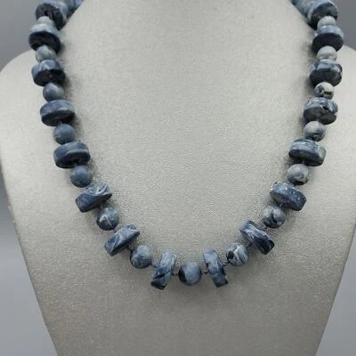 Collar De Colección Sarah Coventry Azul Mármol Lucita Disco Cuentas Redondas 16" Foto 1 de 4